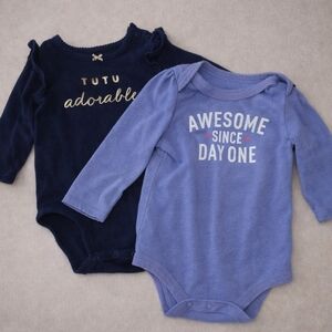 Circo + Carters Dark Onsie Bundle Bodysuit Set Long Sleeve Blue Size 6M